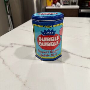 Vintage Octagonal Fleer Double Bubble Tin with Lid 6” X 4”